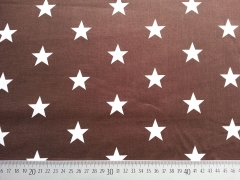 Baumwollstoff gro�e wei�e Sterne Big Star, dunkelbraun