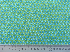 Baumwolle Streubl�mchen t�rkis auf hellgr�n