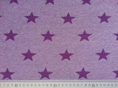 RESTST�CK 25 cm Sweatstoff hellviolette Sterne 3 cm, lila melange