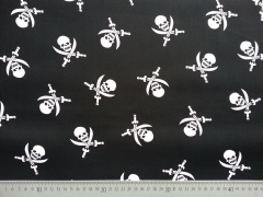 Baumwollstoff Totenk�pfe & S�bel - schwarz