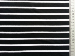 Restst�ck 91cm Viskose Jersey Streifen 1,6cm/0,6cm, schwarz/weiss