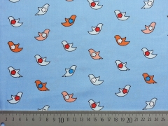 Baumwollstoff Firebirds/V�gel, stahlblau