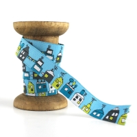 Webband In der Stadt Blaubeerstern, lichtblau-gelb