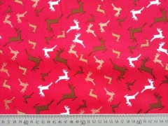 Baumwollstoff Weihnachtshirsche Rentiere, rot