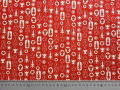 Baumwollstoff Engel Sterne Weihnachtsb�ume, rot