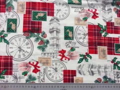 Baumwollstoff weihnachtliche Motive Great Britain, cremewei�
