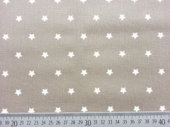 beschichtete BW weisse Sterne 1 cm auf taupe