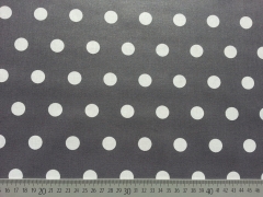 beschichtete Baumwolle Punkte 1,6cm, wei� auf dunkelgrau