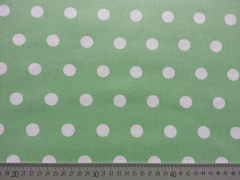 beschichtete Baumwolle Punkte 1,6cm, Wei� auf Pastellgr�n