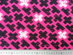 Jersey gestrichelte Kreuze, pink weiss