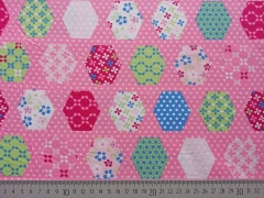 Baumwolle Patchwork Sechseck P�nktchen, rosa