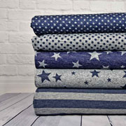 Strick Punkte Glitzer, dunkelblau meliert