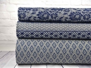 RESTST�CK 37 CM elastischer Jacquard Rauten, grau & blau/ wei�