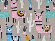 Softshell Jackenstoff Lamas Kaktus, rosa beige