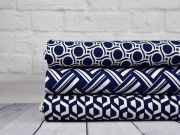 Viskose Jersey grafisches Muster, dunkelblau creme