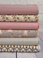 Baumwollstoff Weihnachten Mistelzweige, hellbeige