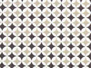 Baumwollstoff Mini Rauten, grau hellbeige