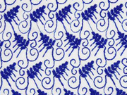 bestickter Viskosestoff Zweige Stickerei, blau wei�