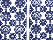 bestickte Webware Blumen Lochstickerei, dunkelblau wei�