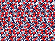 Viskose Blumenzweige, rot weiss dunkelblau