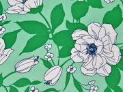 Viskose gro�e Blumen, weiss leuchtend gr�n