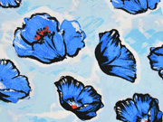 Viskose Javanaise Klatschmohn, blau weiss