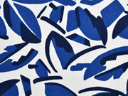 Leinen Viskose graphische Bl�ttern blau weiss