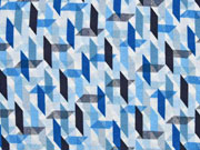 Viskosejersey grafisches Muster, wei� blau