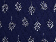 Steppjersey B�ume, ecrue auf dunkelblau