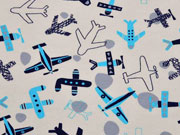 Jersey Flugzeuge, beige dunkelblau