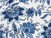 luftige Viskose opulente Blumen, jeansblau wei�