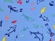 Jersey Fische und Taucher, hellblau