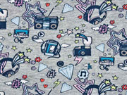 Jersey Kassettenrekorder Musik, grau-meliert