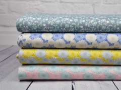 Baumwollstoff Sommerblumen, beige blau