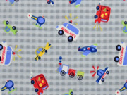 weicher Flanell Fahrzeuge Karo, hellgrau