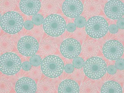 Baumwollstoff Sommerblumen, mint rosa