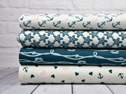 Jersey Buchstaben, blau mint creme