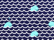 Badestoff Badeanzugstoff Wellen Fische dunkelblau