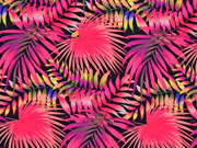 Badeanzugstoff Palmbl�tter, neonpink schwarz