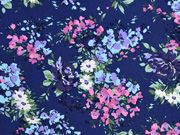 Baumwolle Blumenstr�u�e, dunkelblau pink hellblau