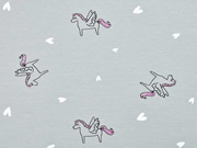 Jersey Einh�rner Glitzer Herzen, grau