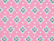 beschichteter Baumwollstoff Blumen, rosa