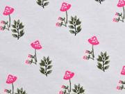 Jersey Blumen Pilze, hellgrau