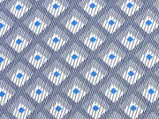 leichte Viskose Striche Rauten, blau ecrue