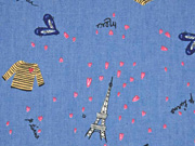 leichter Jeansstoff Herzchen Paris, jeansblau