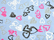 leichter Jeansstoff Herzen, hellblau