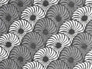 Jacquard Strick geometrisches Kreise Blumen meliert, anthrazit