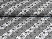 Jacquard Strick geometrisches Kreise Blumen meliert, anthrazit