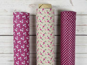 beschichtete Baumwolle Punkte 3mm, wei� pflaume