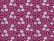 Beschichtete Baumwolle Bl�mchen Millefleurs, pflaume